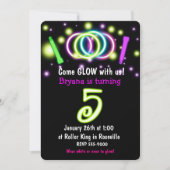 GLOW Lights 5e Verjaardagsfeest Leeftijd 5 Uitnodi Kaart (Voorkant)