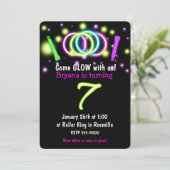 GLOW Lights 7e verjaardagsfeestje Leeftijd 7 uitno Kaart (Staand voorkant)