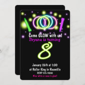 GLOW Lights 8e Verjaardagsfeest Leeftijd 8 Uitnodi Kaart (Voorkant / Achterkant)