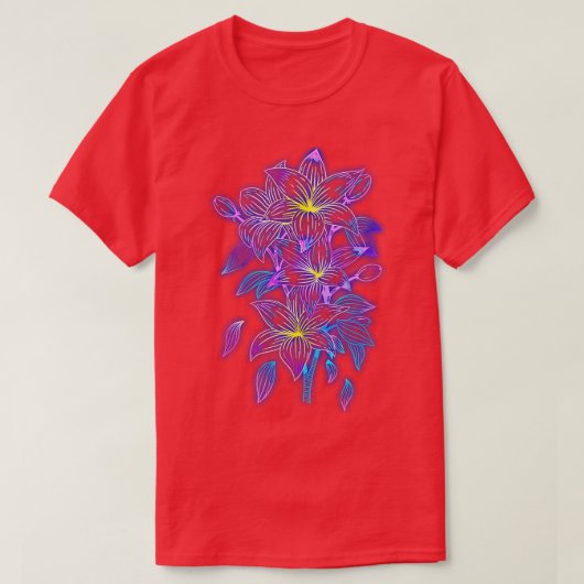 Glow Lilies Retrowave Outrun Esthetisch T-shirt (Design voorkant)