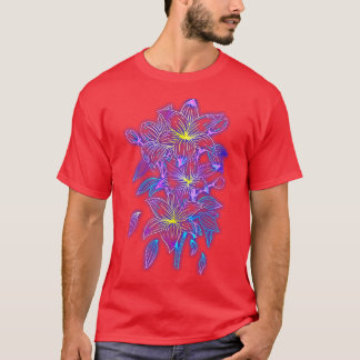 Glow Lilies Retrowave Outrun Esthetisch T-shirt