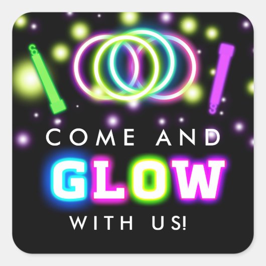 GLOW met ons Neonlichten Verjaardagsfeest Stickers (Voorkant)