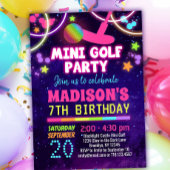 Glow Mini Golf Birthday Party Invitation Kaart