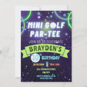 Glow Mini Golf Boys Verjaardagsfeest Kaart (Voorkant)