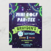 Glow Mini Golf Boys Verjaardagsfeest Kaart (Voorkant / Achterkant)