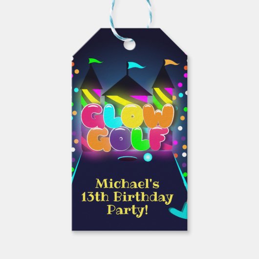 Glow Miniatuur Golf Verjaardagsfeest Cadeaulabel (Voorkant)