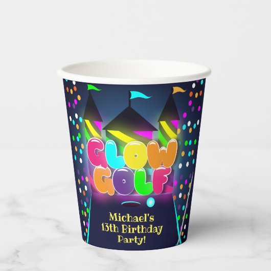 Glow Miniatuur Golf Verjaardagsfeest Papieren Bekers (Voorkant)