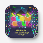 Glow Miniatuur Golf Verjaardagsfeest Papieren Bordje (Voorkant)