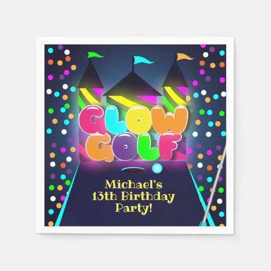 Glow Miniatuur Golf Verjaardagsfeest Servet (Voorkant)