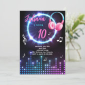 Glow Muzikale Verjaardagsfeestuitnodiging Kaart (Staand voorkant)