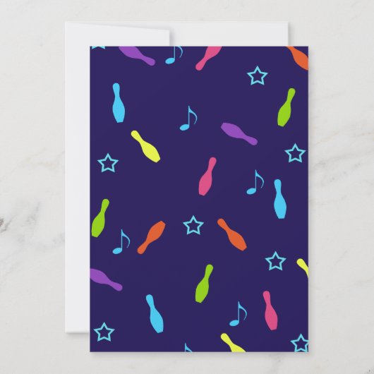 Glow Neon Bowling Birthday Invitation Kaart (Achterkant)