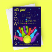 Glow Neon Bowling Verjaardagsuitnodiging Kaart