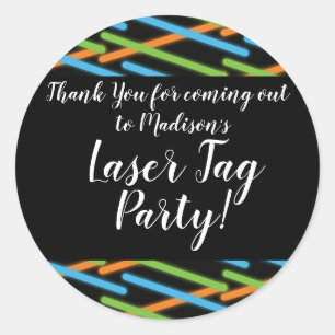 Glow Neon Laser Tag Tienerfeest Verjaardag Ronde Sticker
