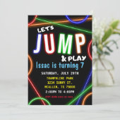 Glow Neon Let's Jump Birthday Party Invitation Kaart (Staand voorkant)