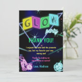 Glow Neon Lights Verjaardagsfeest Dankjewel Card Kaart (Staand voorkant)