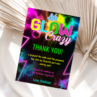 Glow Neon Lights Verjaardagsfeest Dankjewel Card Kaart