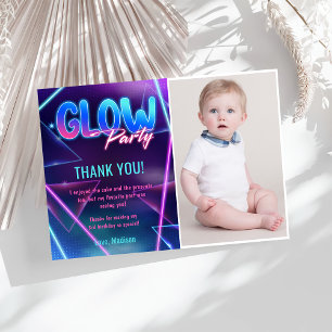 Glow Neon Lights Verjaardagsfeest Dankjewel Card Kaart