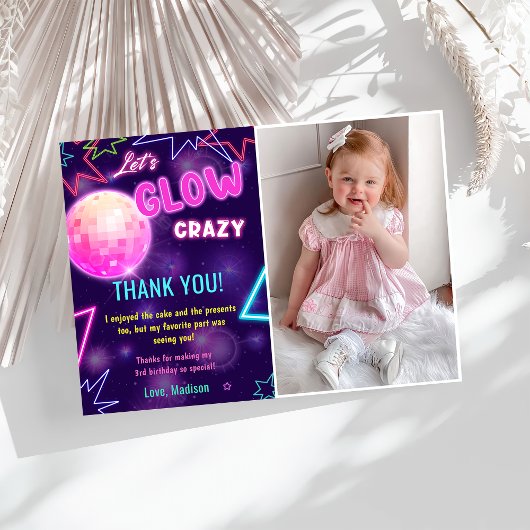 Glow Neon Lights Verjaardagsfeest Dankjewel Card Kaart