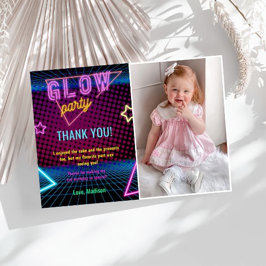 Glow Neon Lights Verjaardagsfeest Dankjewel Card Kaart