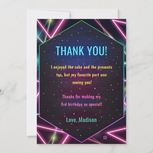 Glow Neon Lights Verjaardagsfeest Kaart (Voorkant)