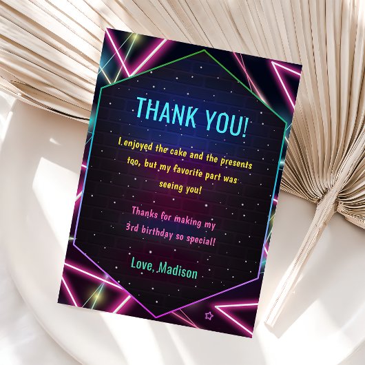 Glow Neon Lights Verjaardagsfeest Kaart