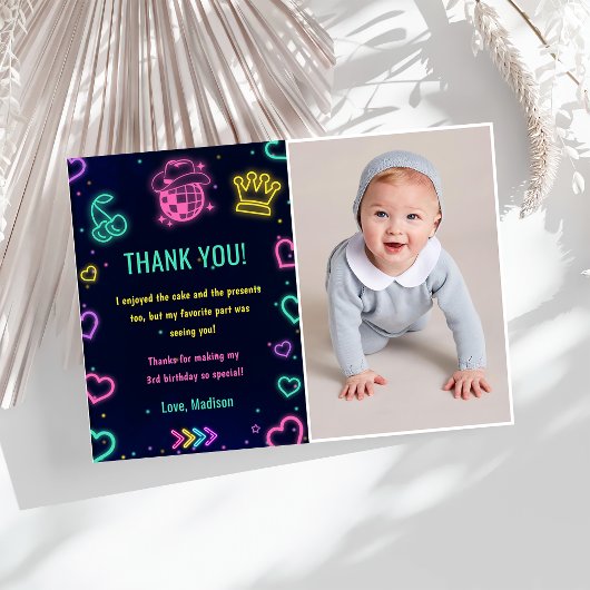 Glow Neon Lights Verjaardagsfeest Kaart