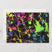 Glow Neon Paint Splatter Verjaardagsfeestje Uitnod Kaart (Achterkant)