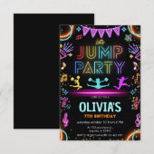 Glow Neon Trampoline laat springen Verjaardag Kaart (Voorkant / Achterkant)