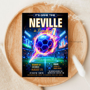 Glow Neon Voetbal - Futuristische Voetbal Verjaard Kaart