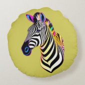 Glow Neon Zebra Rond Kussen (Achterkant)