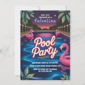 Glow Night Pool Party Verjaardag Kaart (Voorkant)