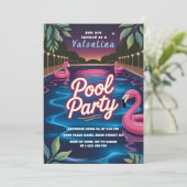 Glow Night Pool Party Verjaardag Kaart (Staand voorkant)
