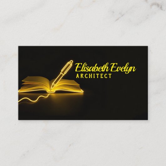 Glow of Knowledge: Pen and Book in the Dark Visitekaartje (Voorkant)