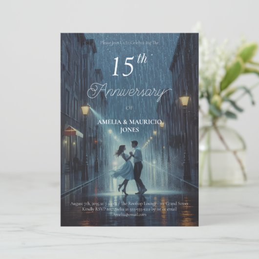 Glow of Us huwelijksverjaardag uitnodiging (Staand voorkant)