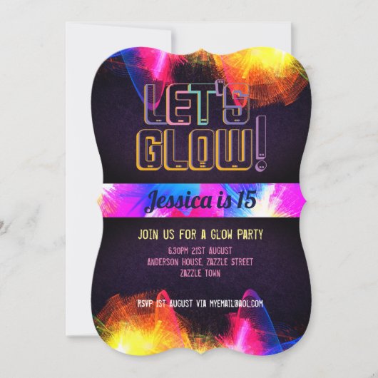 GLOW PARTIJ - 15e verjaardag Quinceanera NEON Ligh Kaart (Voorkant)