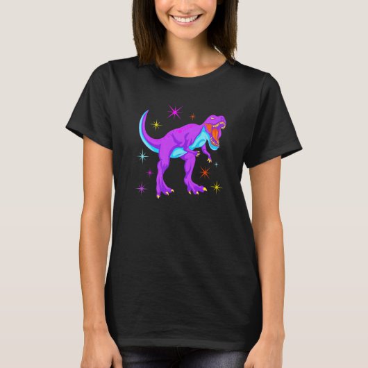 Glow Party Dinosaur Neon Lights T-shirt (Voorkant)