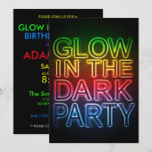 GLOW PARTY Glow in het donkere verjaardagsfeest Kaart (Voorkant / Achterkant)
