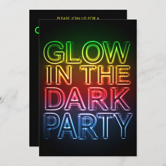 GLOW PARTY Glow in het donkere verjaardagsfeest Kaart (Voorkant / Achterkant)
