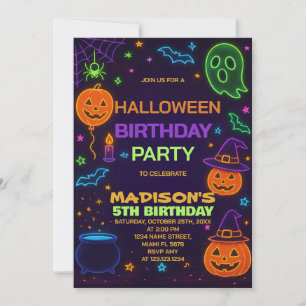 Glow Party Halloween Verjaardag Uitnodiging