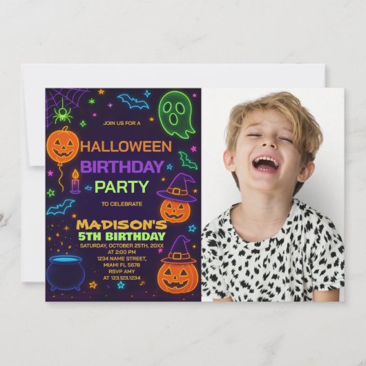 Glow Party Halloween Verjaardag Uitnodiging (Voorkant)