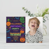 Glow Party Halloween Verjaardag Uitnodiging (Staand voorkant)