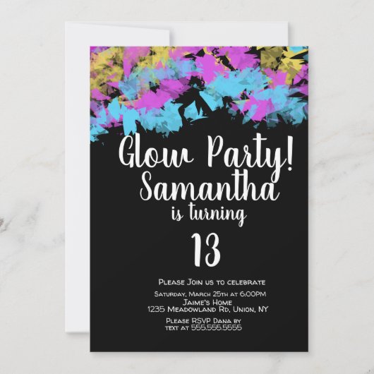 Glow Party Neon Art Birthday Abstract Kaart (Voorkant)