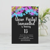 Glow Party Neon Art Birthday Abstract Kaart (Staand voorkant)