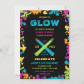 Glow Party Neon Colors Birthday Uitnodiging (Voorkant)