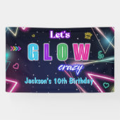 Glow Party Neon Kleurrijk Verjaardagsfeest Spandoek (Horizontaal)