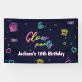 Glow Party Neon Kleurrijk Verjaardagsfeest Spandoek (Horizontaal)