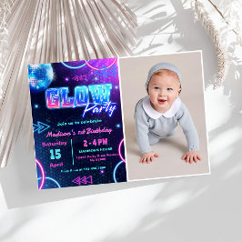 Glow Party Neon Kleurrijke Verjaardagsfeest Foto Kaart