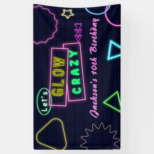 Glow Party Neon Kleurrijke Verjaardagsfeestbanner Spandoek (Verticaal)