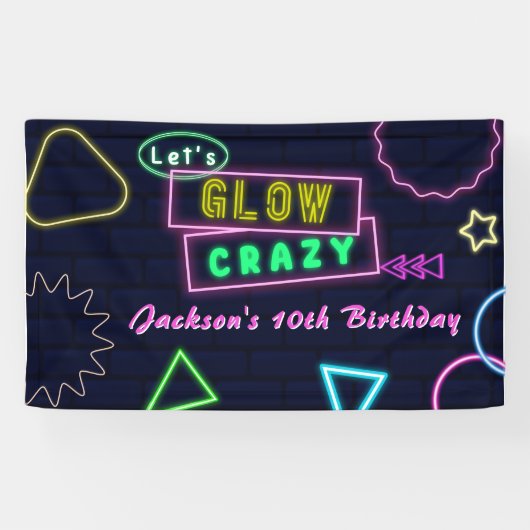 Glow Party Neon Kleurrijke Verjaardagsfeestbanner Spandoek (Horizontaal)