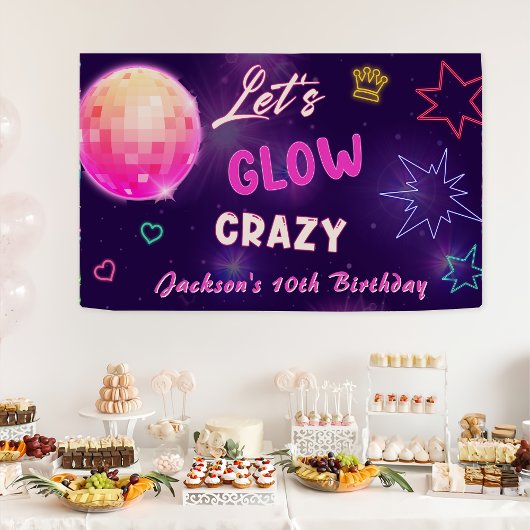 Glow Party Neon Kleurrijke Verjaardagsfeestbanner Spandoek